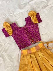 Yellow with Purple Indian Traditional Girls Lehenga-VS1805