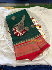 Dark Green with Red Rani Paithani Soft Silk Saree -VS761