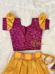 Yellow with Purple Indian Traditional Girls Lehenga-VS1805