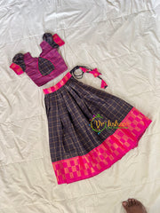 Deep Blue with Pink Indian Traditional Girls Lehenga-VS1804