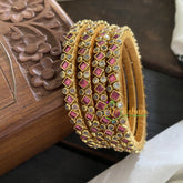 Single Line Kundan Bangle-Dice and Dots-Light Pink-Glossy-G3638
