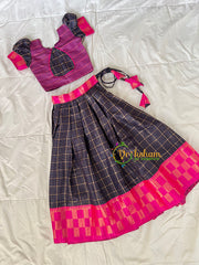 Deep Blue with Pink Indian Traditional Girls Lehenga-VS1804