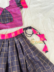 Deep Blue with Pink Indian Traditional Girls Lehenga-VS1804