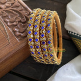 Single Line Kundan Bangle-Dice and Dots-Blue-GLOSSY-G3637