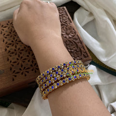 Single Line Kundan Bangle-Dice and Dots-Blue-GLOSSY-G3637
