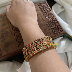 Single Line Kundan Bangle-Dice and Dots-Red-G3636