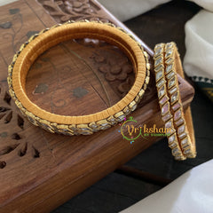 Single Line Kundan Bangle-Dice and Slice- White-G3635