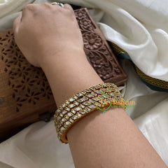 Single Line Kundan Bangle-Dice and Slice- White-G3635