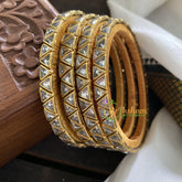 Single Line Kundan Bangle-Triangle-Glossy-White-G3634