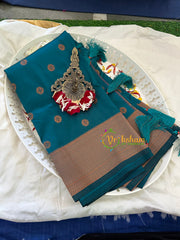 Peacock Blue Paithani Semi Soft Silk Saree -VS742