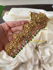 Premium AD Stone Lakshmi Temple Hipbelt-Green Bead–G4422