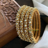 Single Line Kundan Bangle-Dice and Dots-White-G3631