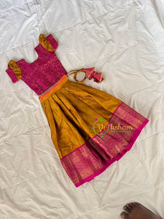 Pink with Mustard Yellow Indian Traditional Girls Lehenga-VS1797