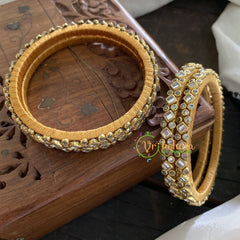 Single Line Kundan Bangle-Dice and Dots-White-G3631