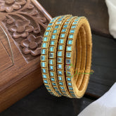 Single Line Kundan Bangle-Glossy-Blue-G3629