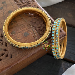 Single Line Kundan Bangle-Glossy-Blue-G3629