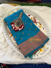 Teal Blue Paithani Semi Soft Silk Saree -VS744