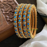 Single Line Kundan Bangle-Dice and Dots-Ink Blue-G3627