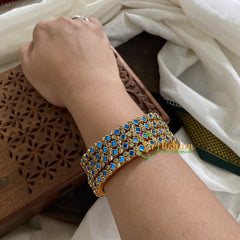 Single Line Kundan Bangle-Dice and Dots-Ink Blue-G3627