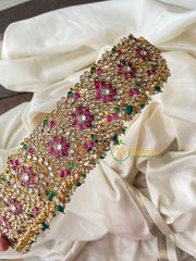 Exquisite Kundan and Kemp Hip Belt-Green Bead -G4424