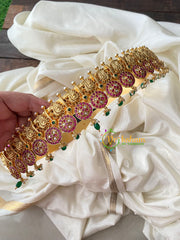 Exquisite Premium AD Stone Coin Style Peacock Hipbelt-Green Bead -G4426