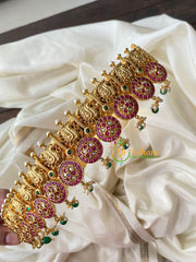 Exquisite Premium AD Stone Coin Style Peacock Hipbelt-Green Bead -G4426