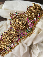 Premium AD Stone Lakshmi Temple Hipbelt-Gold Bead–G4428