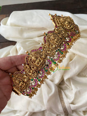 Premium AD Stone Lakshmi Temple Hipbelt-Gold Bead–G4428