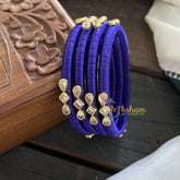 Blue Silk Thread Bangles with Glossy Stone-G3617