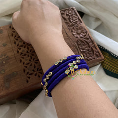 Blue Silk Thread Bangles with Glossy Stone-G3617