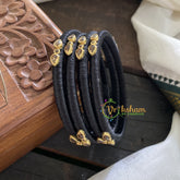Black Silk Thread Bangles with Glossy Stone-G3616