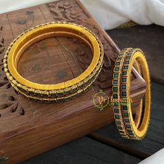 Single Line Kundan Bangle-Opaque- green-G3613