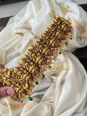 Lakshmi Hipbelt– Gold Look alike Temple Hipbelt-Green Bead-G4430