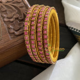 Single Line Kundan Bangle-Opaque- light Pink-G3609