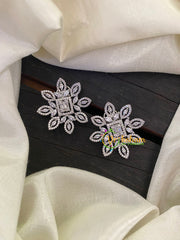 White Tone American Diamond Stud -G6671