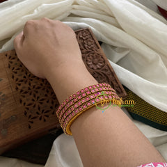 Single Line Kundan Bangle-Opaque- light Pink-G3609