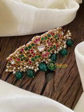 Exquisite Jadau Kundan High Neck Choker -Greenn Bead- J1240