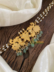 Exquisite Jadau Kundan High Neck Choker-Pastel Green Bead - J1243