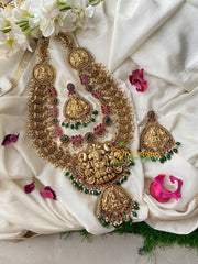 Premium Layered Lakshmi Haram with Mugappu-Red Green-G4451