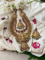 Premium Layered Lakshmi Haram with Mugappu-Red Green-G4451