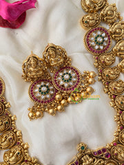 Traditional Lakshmi Pendant Maanga Peacock Neckpiece-Gold Bead-G4517