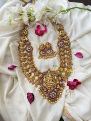 Traditional Lakshmi Pendant Maanga Peacock Neckpiece-Gold Bead-G4517