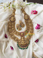 Premium Layered Lakshmi Haram with Mugappu-Green Bead-G4516
