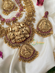 Premium Layered Lakshmi Haram with Mugappu-Red-G4452