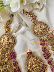 Premium Layered Lakshmi Haram with Mugappu-Red-G4452