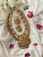 Premium Layered Lakshmi Haram-Red White Green-G4519
