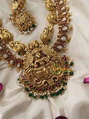 Premium Layered Lakshmi Haram-Red White Green-G4519