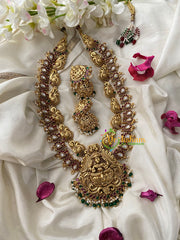 Premium Layered Lakshmi Haram-Red White Green-G4519