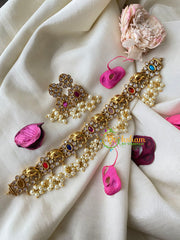 Navrathna High Neck Choker- Statement Neckpiece-Oval-G4576