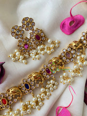 Navrathna High Neck Choker- Statement Neckpiece-Oval-G4576